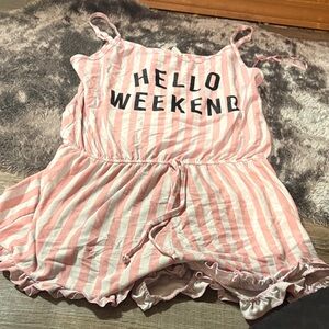 Pink and White Striped Romper
